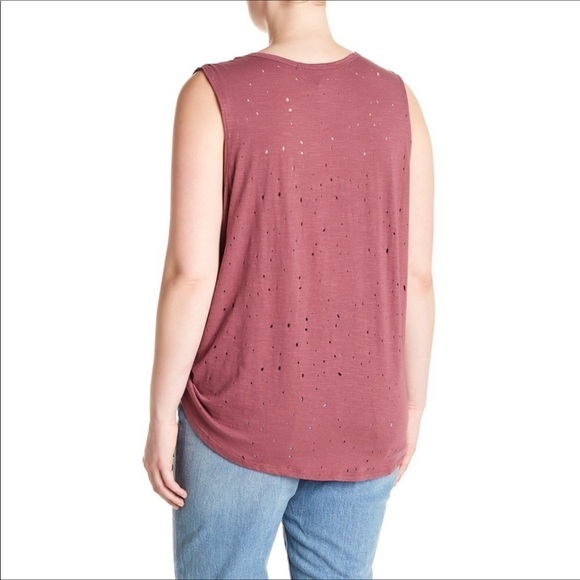 Hiatus Nordstrom Distressed Crew Tank Top Tee 2X - Picture 3 of 9